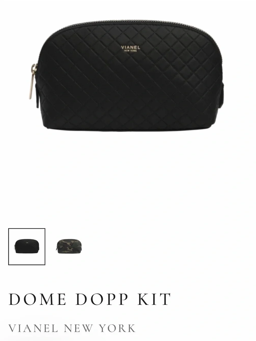 NWT! VIANEL NEW YORK Dome Dopp Kit with gold logo on the front.